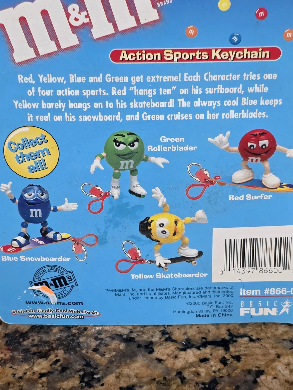 M&M'S Yellow Skateboard Keychain with Purple Helmet